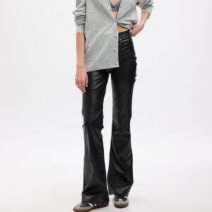 Black GAP faux leather flare pants